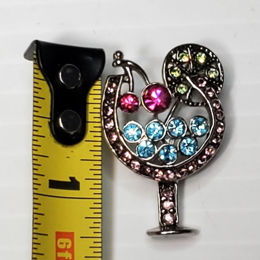 Rhinestone Margherita Scatter Brooch Pin Silver Tone 1.25" Vtg - Picture 4 of 4